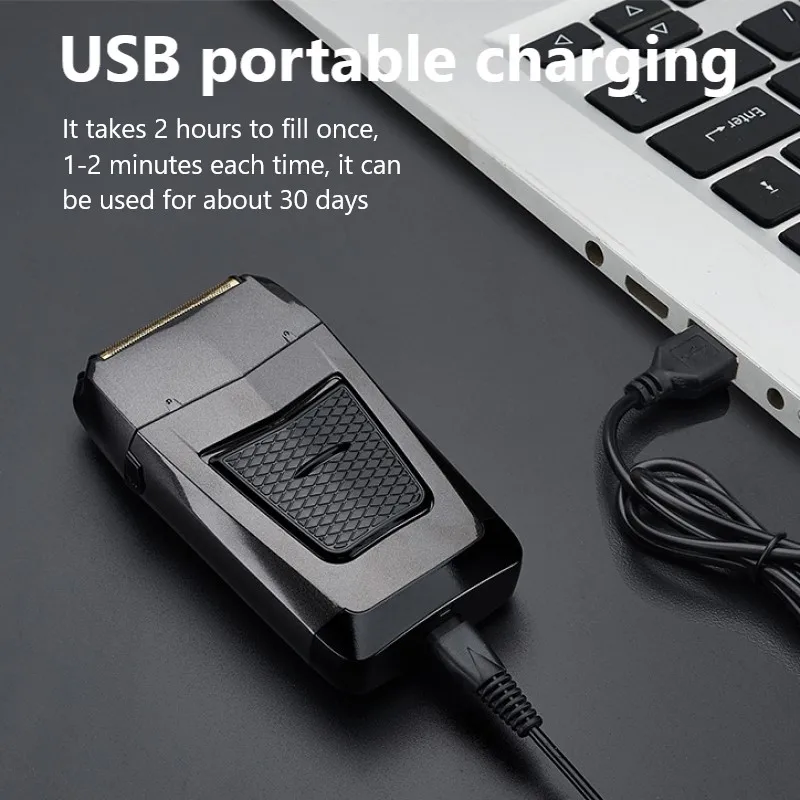 Перезаряжаемая Беспроводная Бритва для мужчин, двойное лезвие, возвратно-поступательная Бритва для бороды, многофункциональный мощный триммер для ухода за лицом