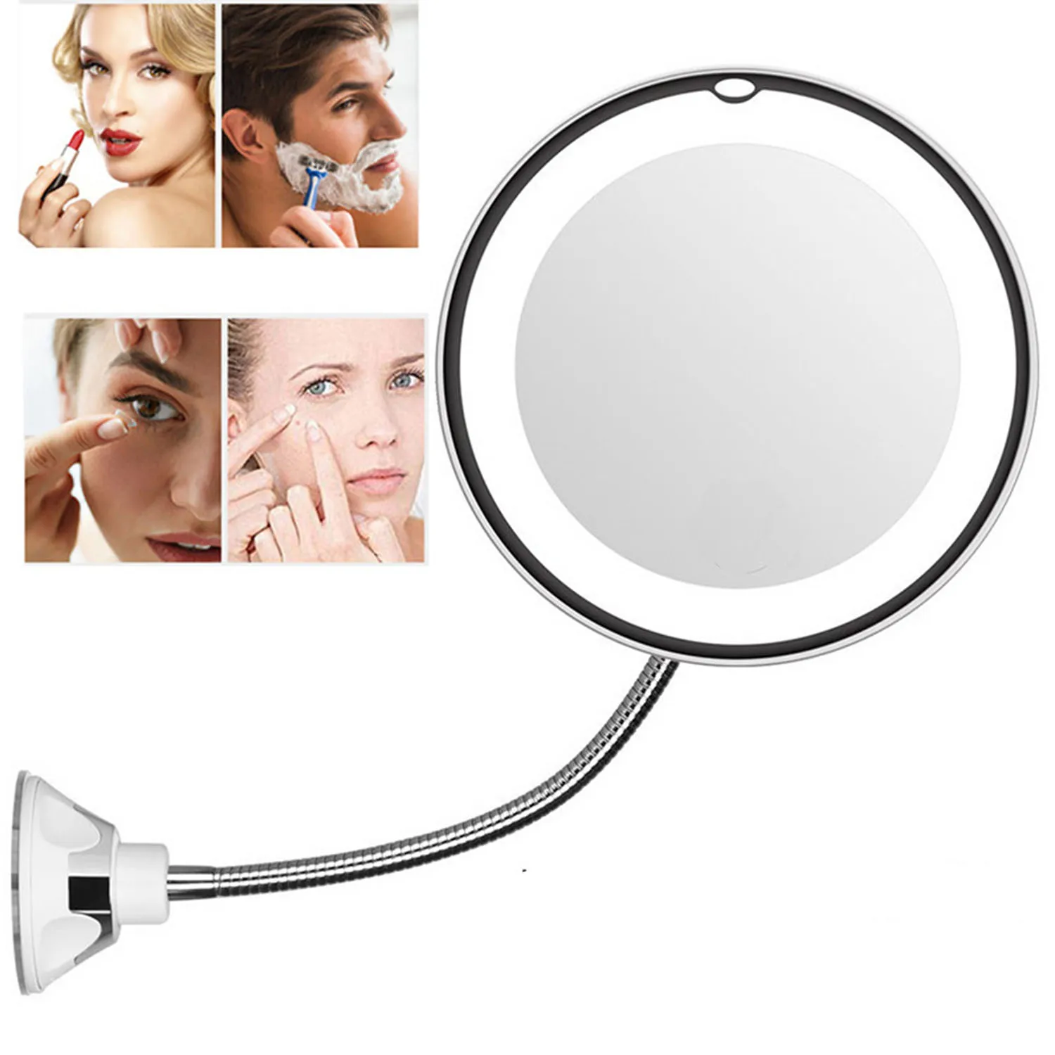 Miroir de maquillage rotatif à 360 degrés, grossissant 10X mon miroir Flexible, miroir de vanité pliant avec lumière LED, outils de maquillage, livraison directe