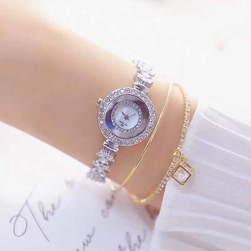 Nuevo reloj de pulsera de oro rosa para mujer, relojes de cuarzo de cristal para mujer, reloj de pulsera femenino de lujo, reloj para niña, Zegarek Damski