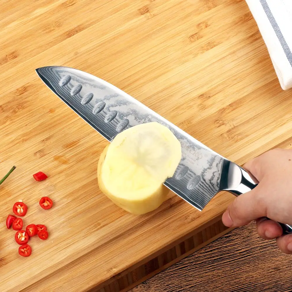 

Sunnecko 7-дюймовый японский нож Сантоку 73 слоя VG10 дамасская сталь нож шеф-повара для нарезки универсальный нож для резки G10 ручка