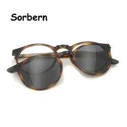 Ultem Vintage Round Clip On Sunglasses UV400 Magnetic Eyeglasses Frame Men Women Ultralight Myopia Spectacles Frames Tortoise