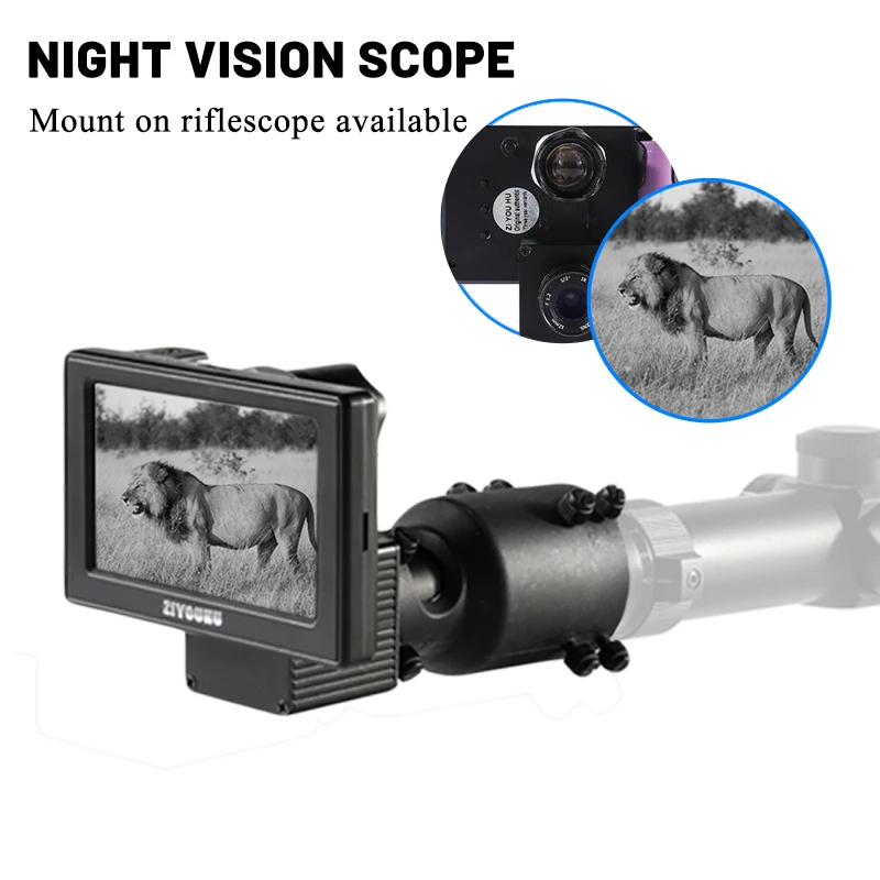 Night Vision Scope with 47mm Adapter Mount Riflescope Clear Image Infared IR Adjustable Long Range in Full Darkness Night Viewer