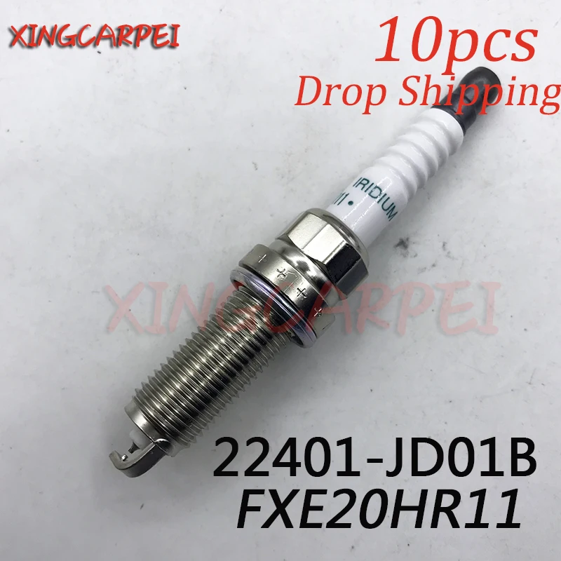 10pcs FXE20HR11 22401-JD01B Dual Iridium Spark Plug For Nissan Micra Tiida X-Trail Cube PLZKAR6A11 PLZKAR6A11