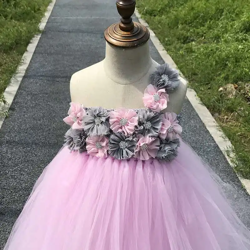 Children's flower girl's dress multicolor, cream girl's wedding party picture dress Princess prom dress girl tulle dress