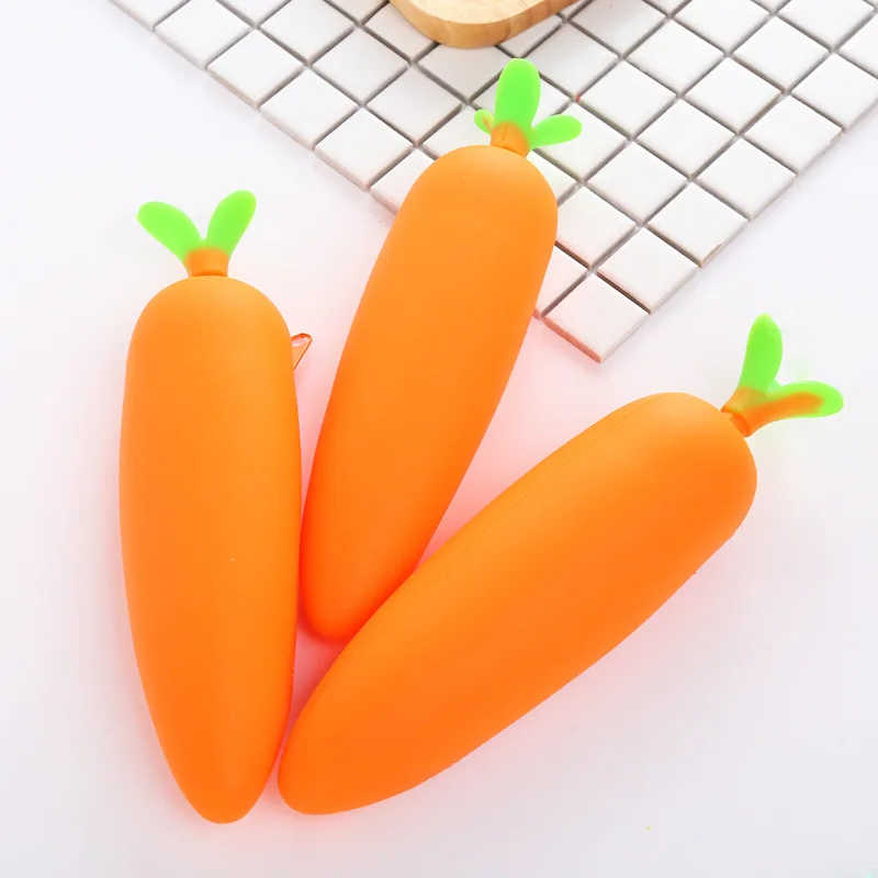 10PCS Creative Stationery Cute Carrot-shaped Pencil Case Student Supplies Large-capacity Study Pencil Case Back To School