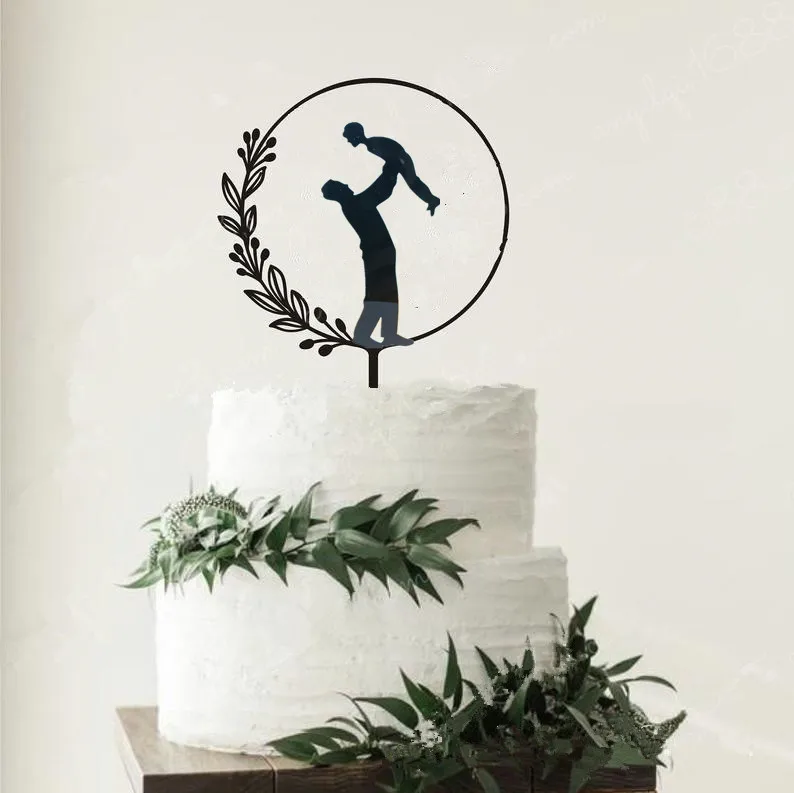 

new design dad with me cake topper kid and dad birthday cake topper acrylic black cake decorating