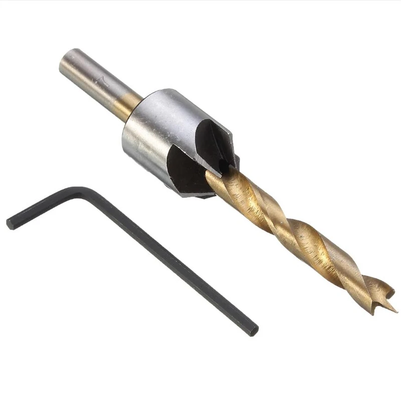 3-10Mm Vòng Vỏ HSS Phủ Titan Mũi Khoan Mũi Nghề Mộc Có Ngăn Gỗ Khoan Chamfer Cấp Xay Lỗ gỗ