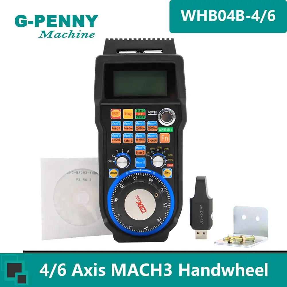 Free shipping ! 4Axis/ 6Axis MACH3 CNC USB wireless Hand wheel MPG generator Pendant Receiver 40 meters transmission !