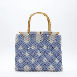 Cotton Rope Woven Women's Handbag Brand Designer Luxury Tote Bag Female Knitted Beach Bags Bohemian Summer Straw Bag