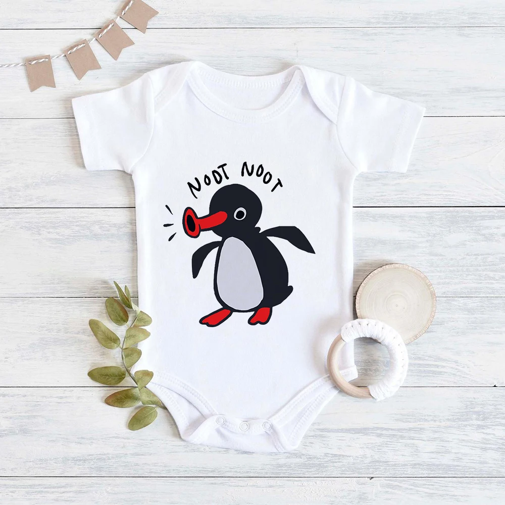 Pingu Toddler Girl Body moda estetyczne ubrania Baby Boy Cartoon śliczny kombinezon dla noworodków z krótkim rękawem letnie Body niemowlęce