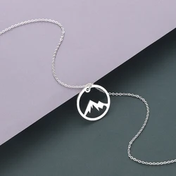 CHENGXUN Simple Round Mountain Pendant Necklace for Women Men Unisex Jewelry Scenery Jewelry Minimalism Necklace Best