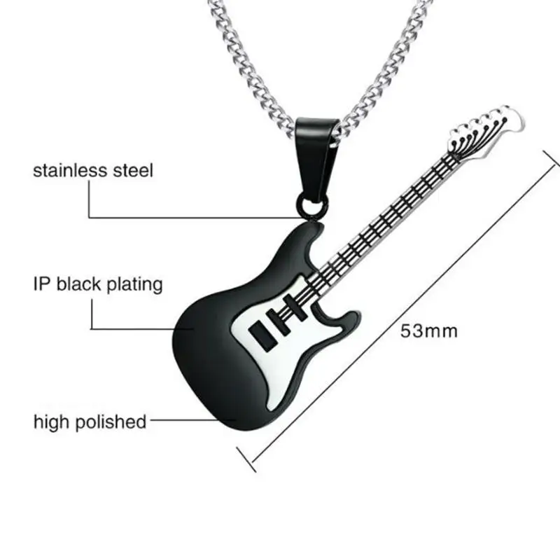 New Fashion Small Guitar Pendant Necklace Hip Hop Rock Band Street Performance Accessories Jewelry