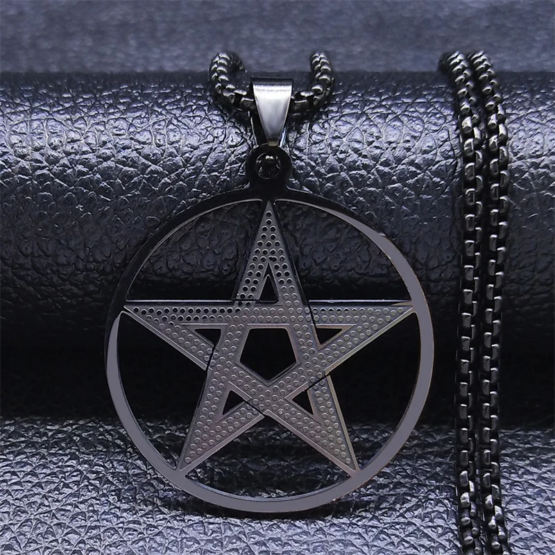 Witchcraft Pentagram Stainless Steel Chain Necklaces Men Gold Color Necklaces Pendants Jewelry colgantes mujer moda N1112S02