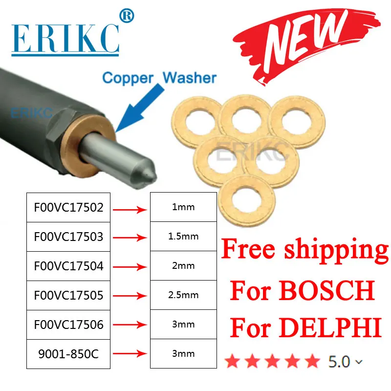 9001-850C Copper Shim F00VC17503 Clip Washer F00VC17505 Nozzle Copper Washer F00VC17504 Gasket for BOSCH DELPHI Injector