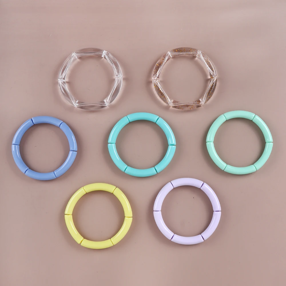 سوار من الخيزران الأكريليك البوهيمي للرجال والنساء ، لون الحلوى ، أساور من الخرز الأنبوبي الرفيع ، أساور معصم ، مجوهرات أنيقة ، عصرية