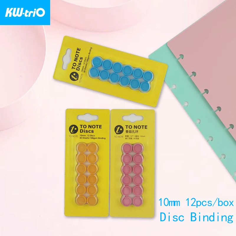 

KW-triO 12pcs/box High-quality Colour 10mm Binding Discs Notebook Binder Ring Disc Button Planner Binder DIY Scrapbook Accessory