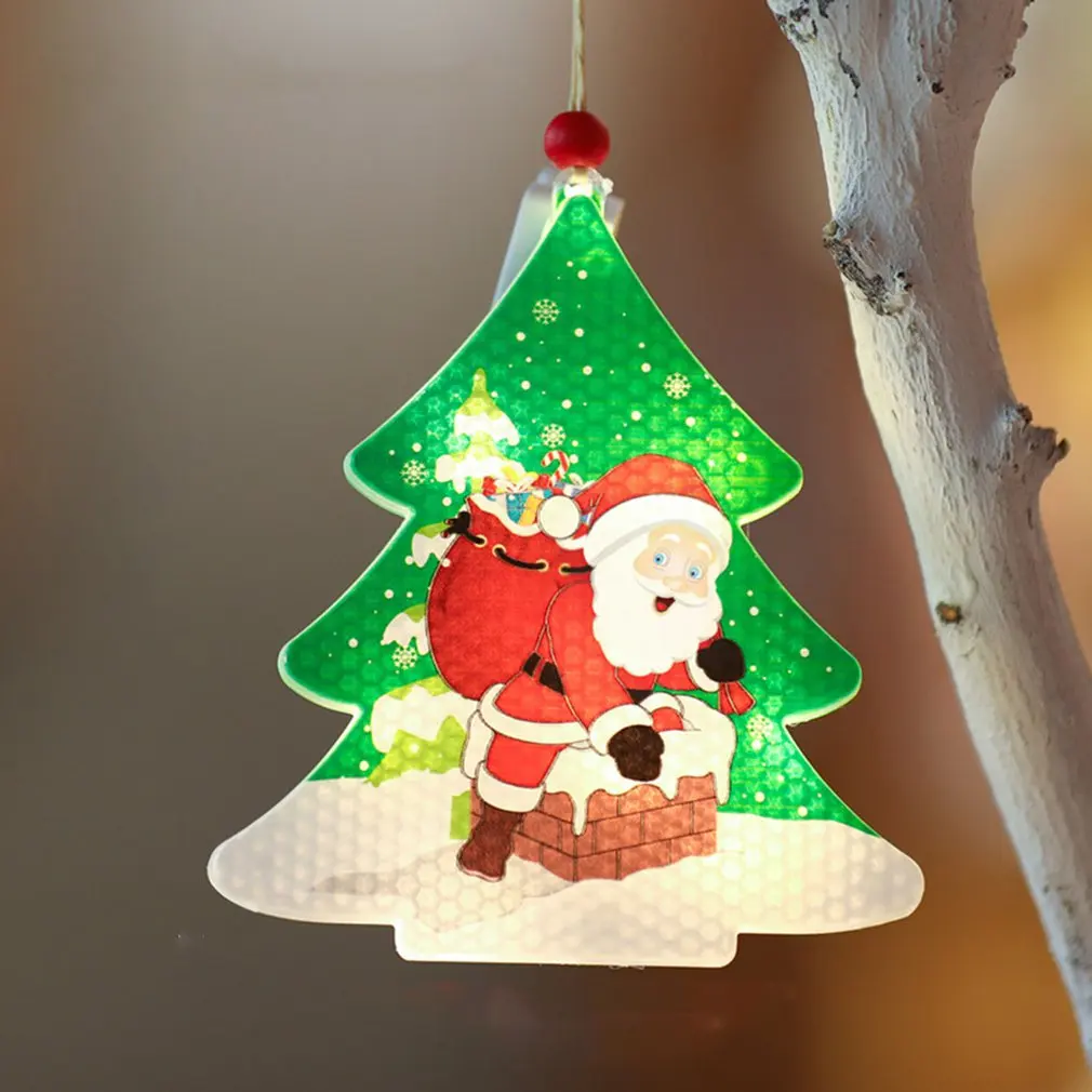 Christmas Light Decor Hanging LED Santa Tree Decor Festival Themed Night Light For Party Home Decorations LED Warm White Light