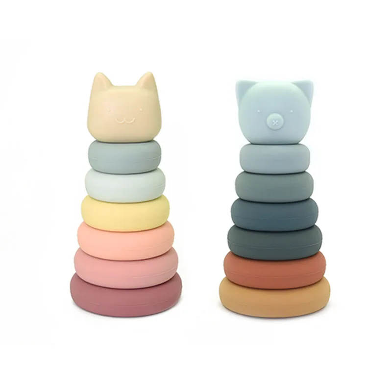 TYRY.HU 6pcs Baby Toys Soft Building Blocks Silicone Educational Building Blocks Round Shape 3D Silicone Babies Rubber Teether