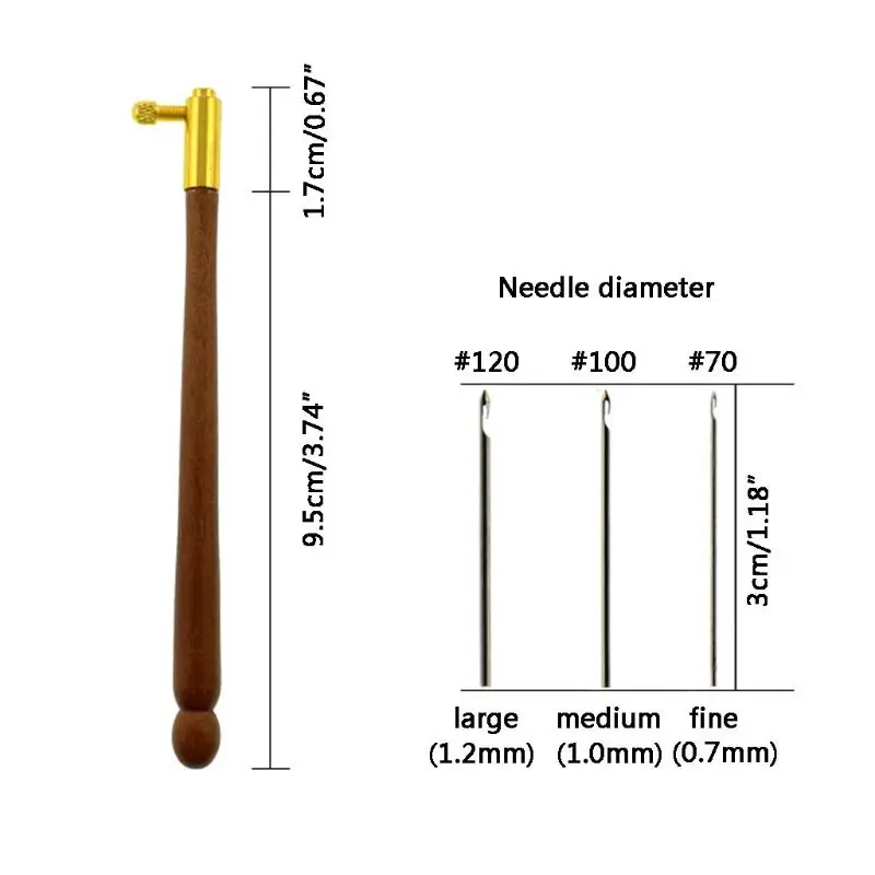 Tambour Hook with 3 Needles 70 90 100 Embroidery Tools Sequins Bead Neddle Tool Set Kit Handcraft Accessories E56C