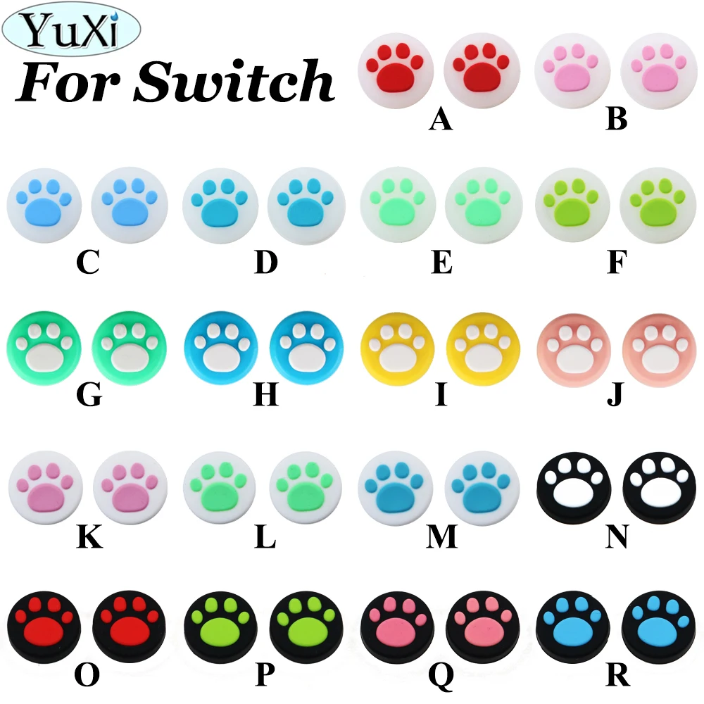 

YuXi 2PCS Cat Paw Claw Silicone Analog Thumb Grips Cover for Switch NS Joy Con Stick Caps Skin for Joy-Con Joystick