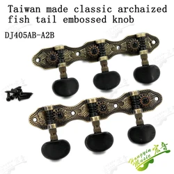 1 Pair Left and Right Classical Guitar String Tuning Pegs Machine Heads Antique Fish Cameo Pure Copper Tuners Keys Parts DJ405AB