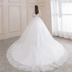 Gekleidete luxuriöse Hochzeitsmango voll mit Zug zur Braut, klassische Kleiderprinzessin, sexy V-Nack, Prom-Kleid, neu, 2023 6 Hauptverkaufskleider älteres Kleid - №4