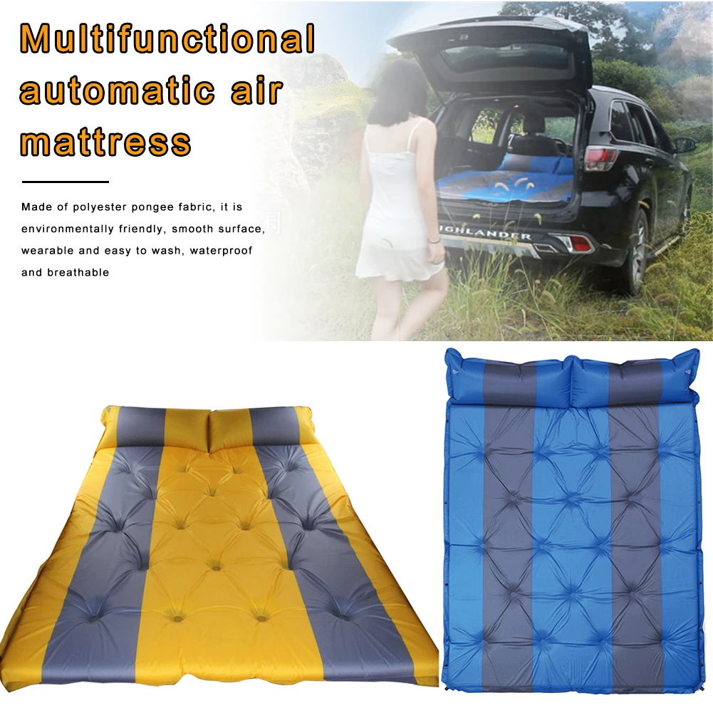 Car Automatic Iatable Bed Auto Blow Up Car Mattress SUV Travel Sleeping Pad Trunk Air Cushion Portable Car Bed Camping Mat