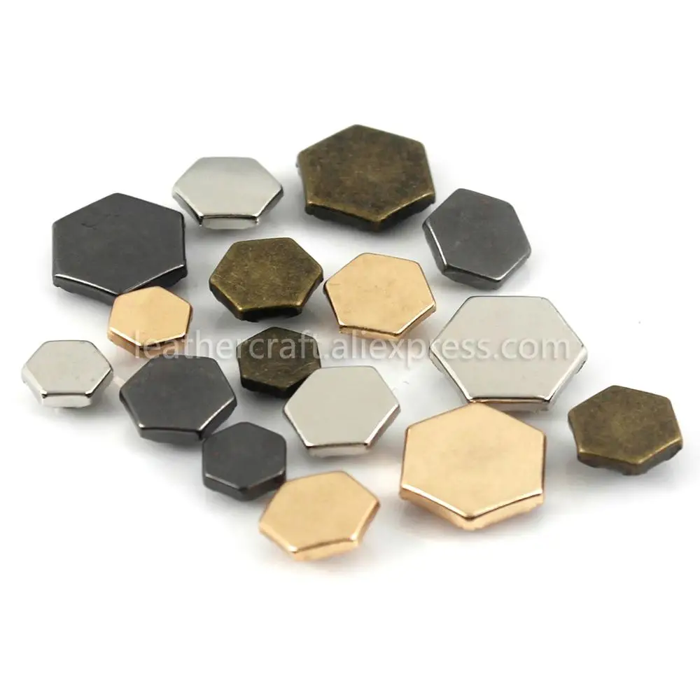 100 sets Metal Hexagon Single Cap Rivets Studs Fastener Leather Craft Bag Clothing Garments Shoes Decor