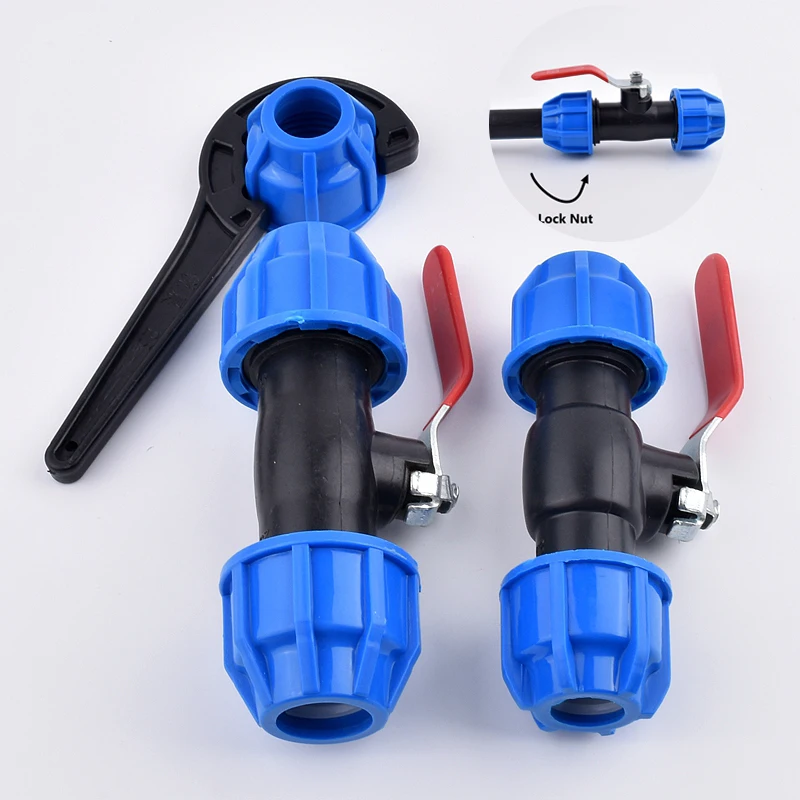 1Pc Hi-quality PVC PE Pipe Quick Connect Iive Joint Stainless Valve Core Water Pipe Fittings Ball Valve Garden Irrigation System