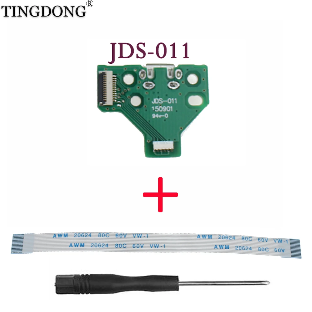 For Dualshock 4 PS4 Pro Slim Controller Charging Socket Port Circuit Board JDS-011 with 12 Pin Power Flex Cable Drop Shipping