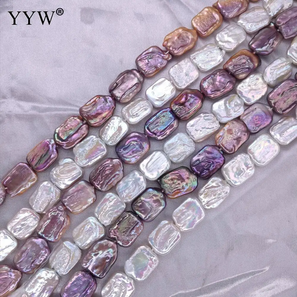 13-14mm AAA Grade Freshwater Pearl Beads For Jewelry Making DIY Necklace White Purple Irregular Square Shaped Freshwater Pearls