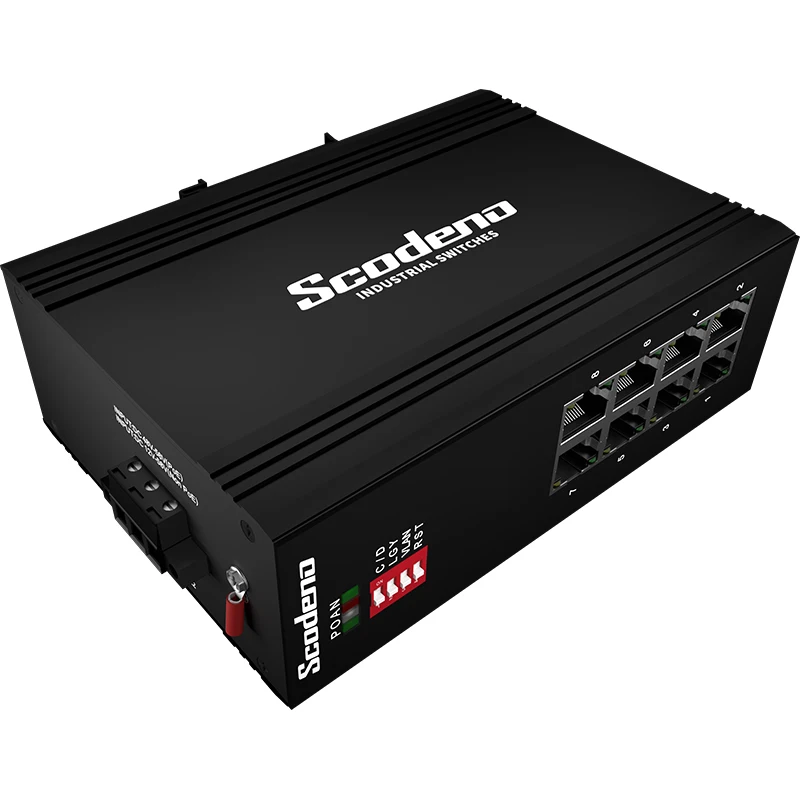 Scodeno 8-Port Gigabit Industrial Switch Unmanaged Plug and Play DIN-rail