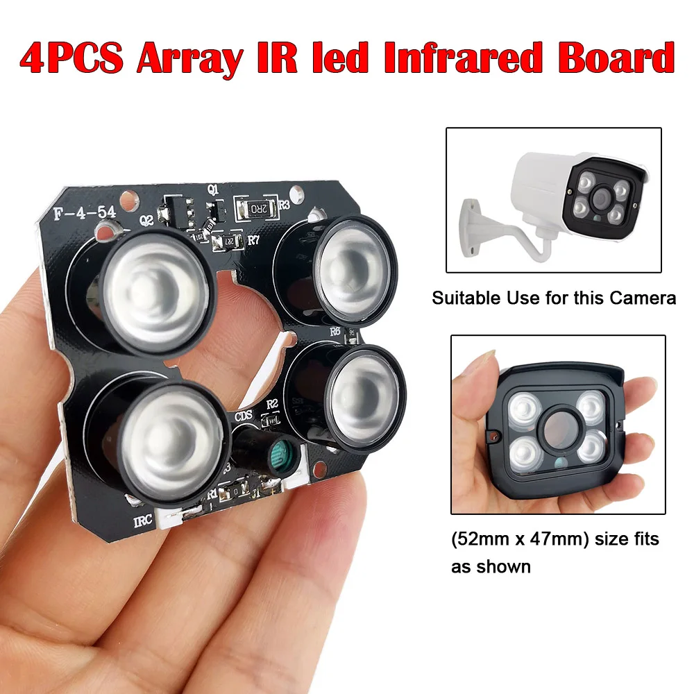 4pcs array IR led Infrared Board Light Infrared 4x IR LED board for CCTV cameras illuminator Light night vision (52mm x 47mm)