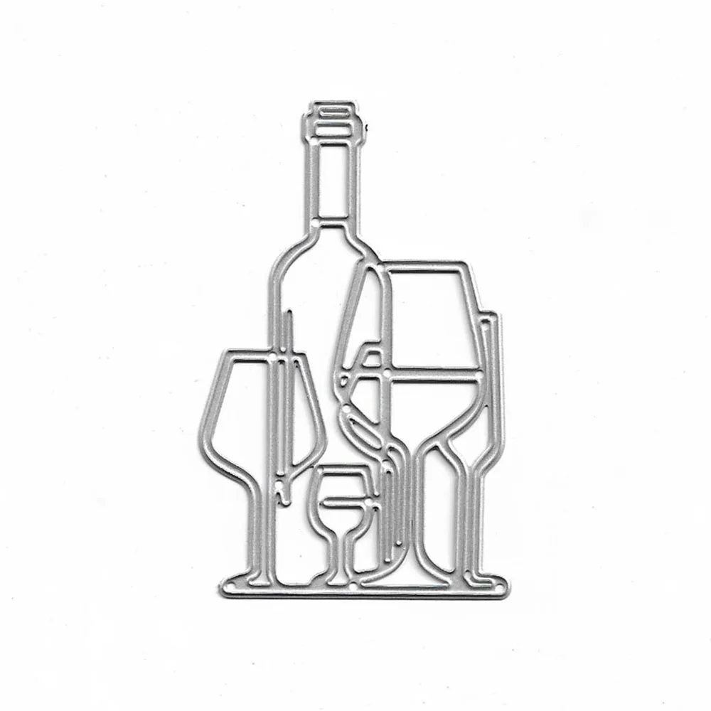 قوالب قطع معدنية على شكل زجاج النبيذ، قالب على شكل قصاصات مصنوع يدويًا، قالب تقطيع الورق الحرفي