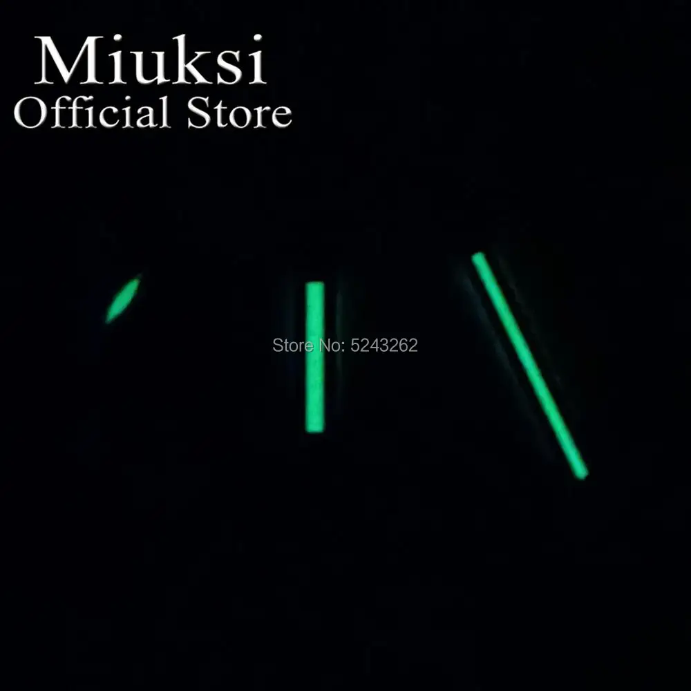 Miuksi black white watch hands green luminous hands fit ETA 6497 6498 or Seagull ST3600 ST3620 series movement