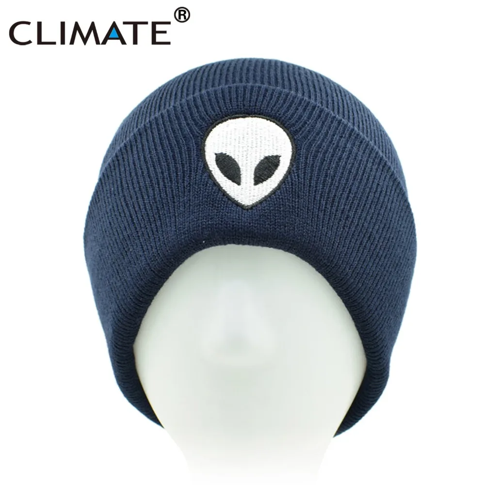 CLIMATE  Alien UFO Winter Beanie Warm Knitted Men Women Hat Outstar Saucer Space Aliens HipHop Soft Hat for Adult Teenagers Boy