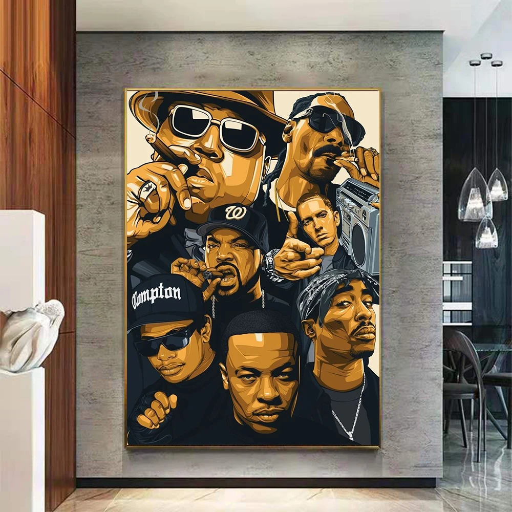 

Rapper Hip Hop Star Posters and Prints Canvas Painting Wall Art Pictures for Living Room Home Decoration