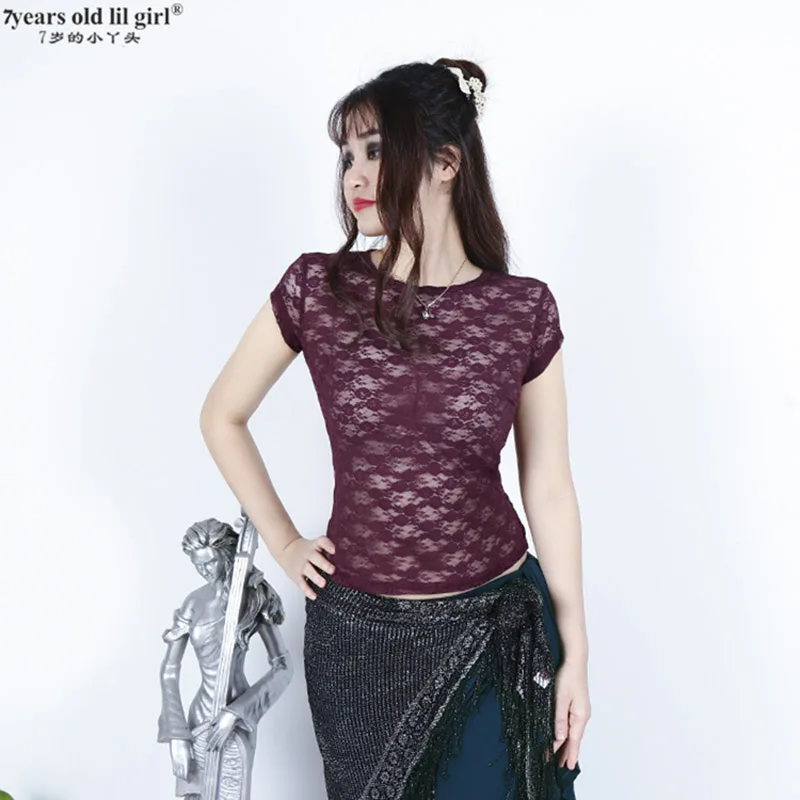 Múa Bụng Đầu Gothic Bộ Lạc Bụng Bance Top Ren Choli Ngắn Tay Nữ Múa Bụng Trang Phục BQQ01