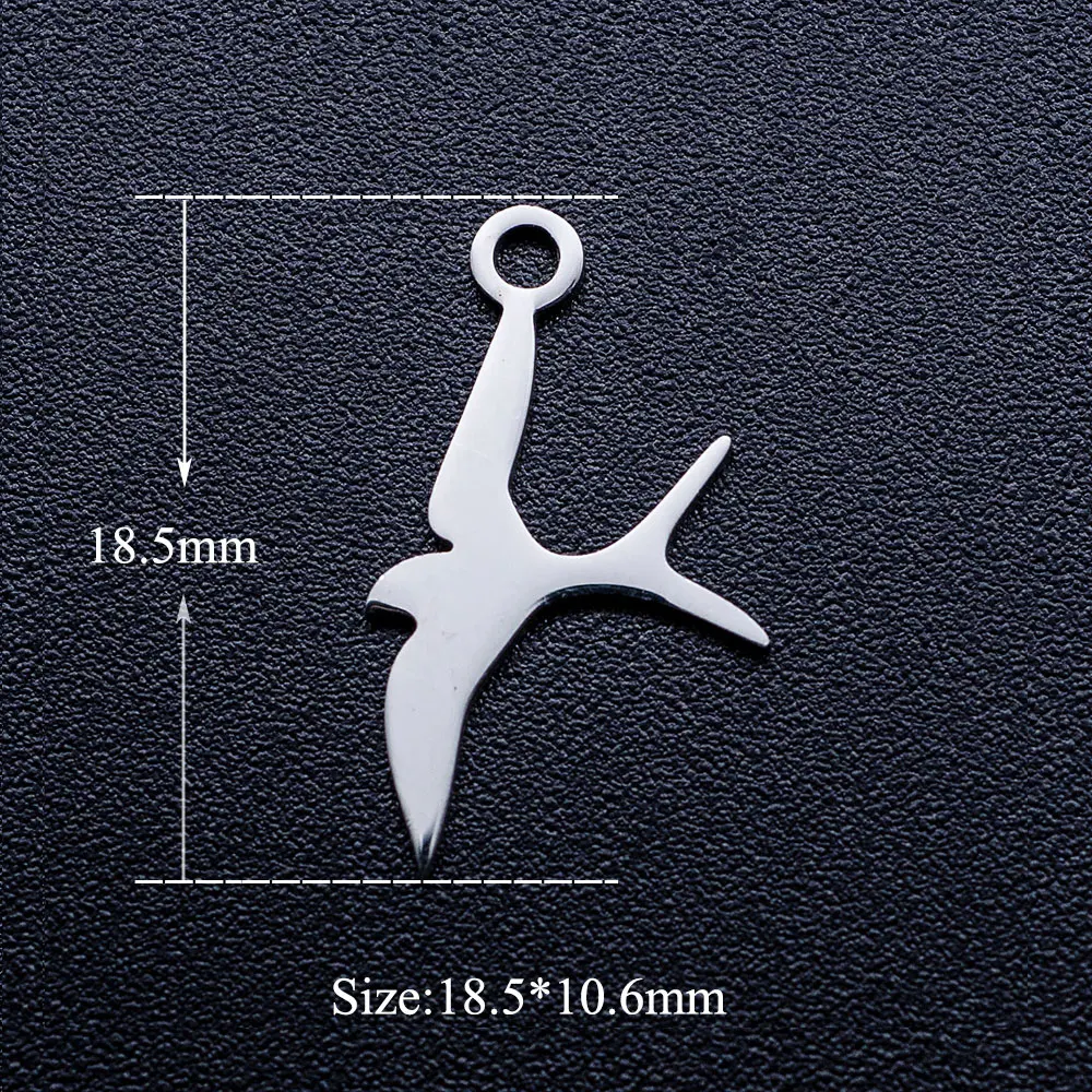 10pcs/lot Swallow Bird DIY Jewelry Charms Wholesale 316 Stainless Steel Never Tarnish Pendants Pendant Accessories Dropshipping