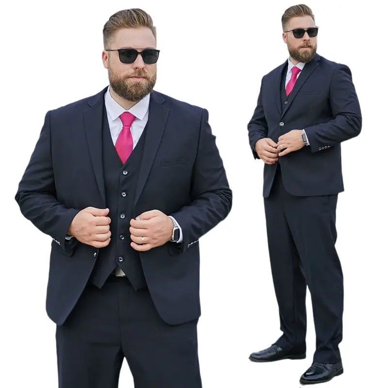 SHAN BAO plus size L-9XL loose suit 2022 autumn classic brand business casual young men\'s banquet wedding suit navy black blue