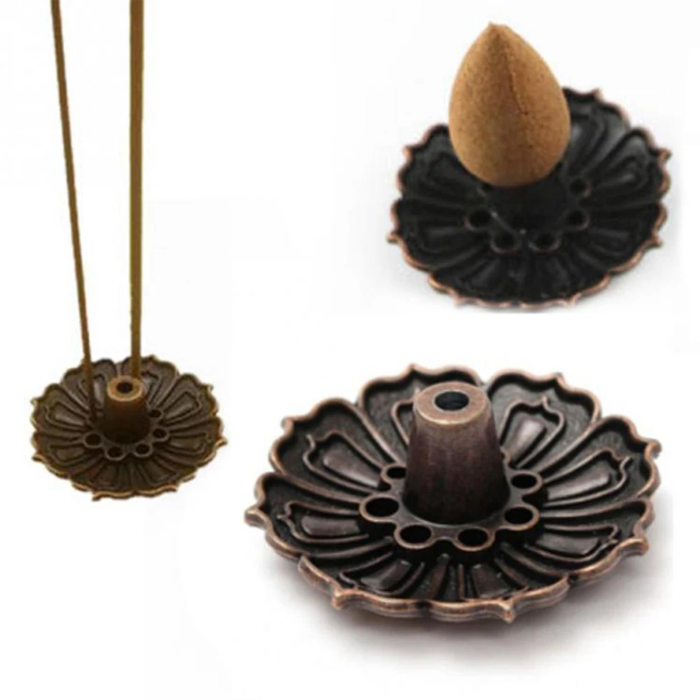 9-Hole Copper Portable Incense Holder Mini Lotus Flower Incense Sticks Burner Cones Censer Teahouse Home Decoration accessories