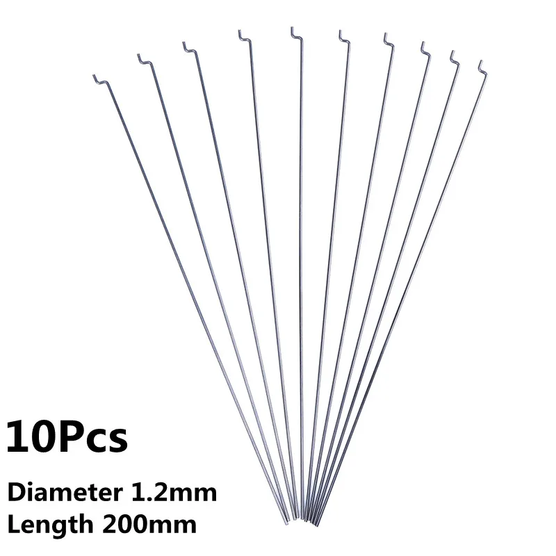 10Pcs Z-type Steering Gear Lever Diameter 1.2mm Length 20cm Stainless Steel Pull Rod Servo Lever for RC Airplane part