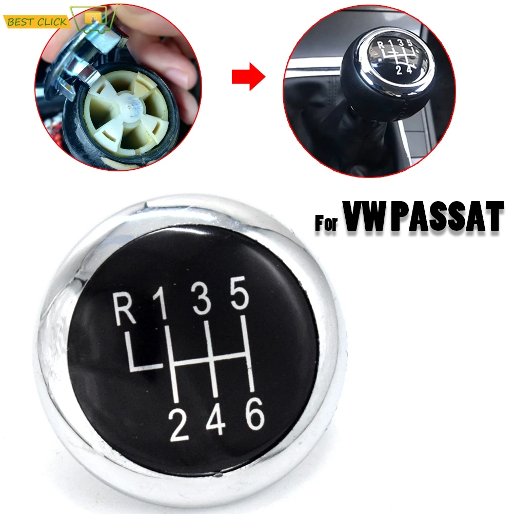 6 Speed Shift Lever Head Cover Gear Knob Stick Badge Emblem Trim Cap Cover For VW Passat B6 2005-2011 B7 2010-2014 CC 2009-2012