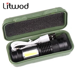 Built in battery XP-G Q5 Zoom Focus Mini led Flashlight Torch Lamp Lantern 2000 Lumen Adjustable Penlight Waterproof T6 light