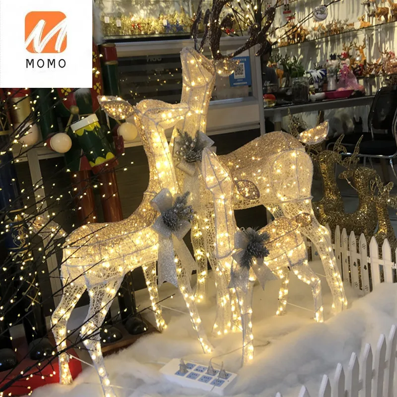 Christmas Luminous Deer Hotel Shopping Mall View Show Window Decoration Decoration of Deer Mother and Son Outdoor Set Props