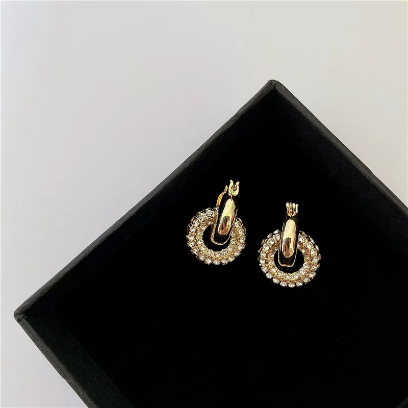 Hiphop Multi Crystal Circles Drop Earrings for Women Rock Jewelry Vintage Metal Earring Female Brincos Hyperbole Bijoux 2020