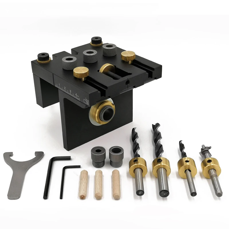 

Multifunction Woodworking Doweling Jig Kit Adjustable Drilling Guide Puncher Locator For Furniture Connecting Carpentry Tools