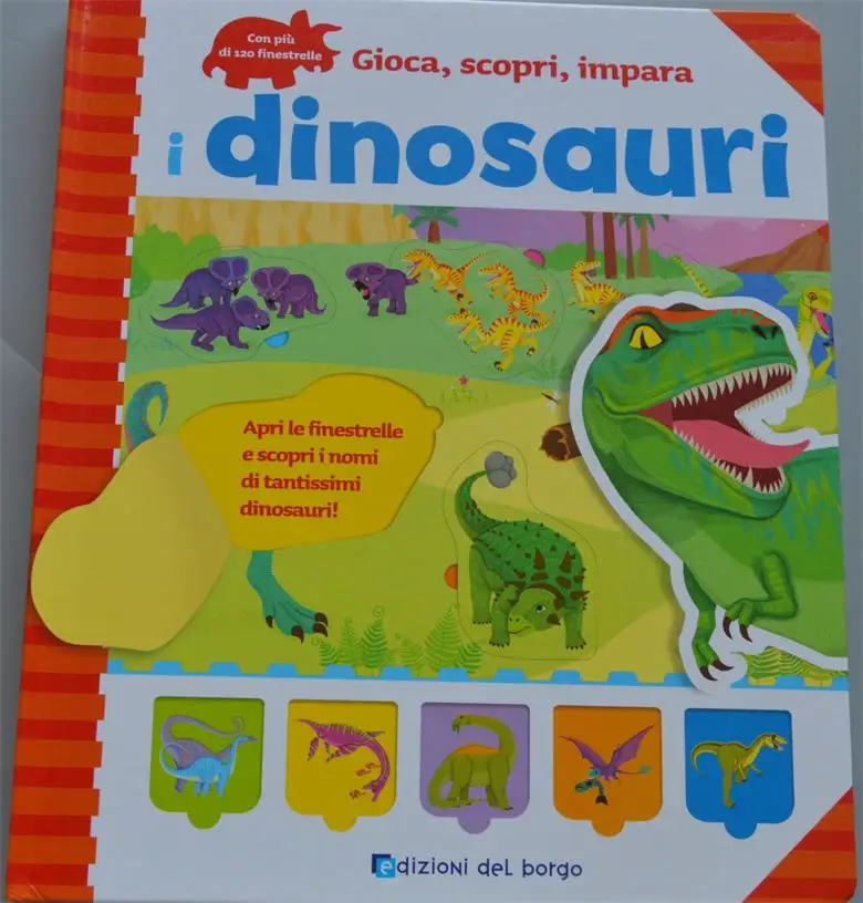 Parent Child Kids Toddler Italian Book Early Education Cute Picture Dinosaur Knowledge Cardboard Libros Book Age 2-8