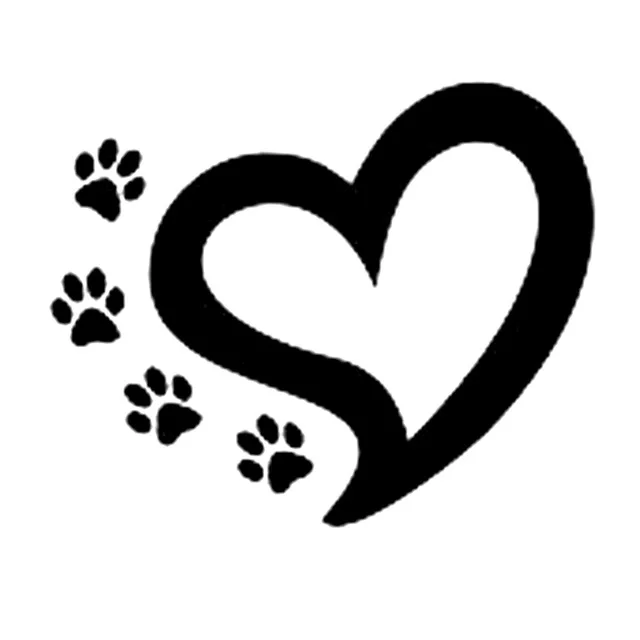 

16cm*13cm Fashion Heart With 4 Dog Paws Print Vinyl Decals Car Sticker