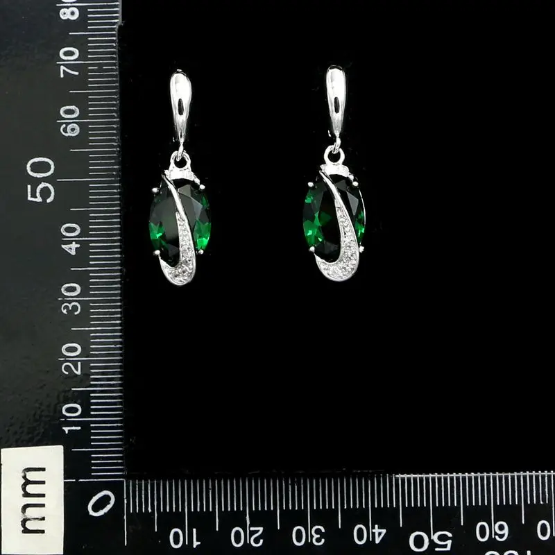 925 Silver Earrings Natural Green Cubic Zirconia White Crystal Classic Party Accessories For Women